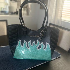 Lux De Ville Black Sparkle & Mermaid Teal Stardust Tote